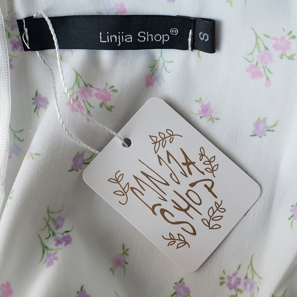 White Floral Print Puff-Sleeve Square Neck Midi Maxi Dress - Picture 11 of 12